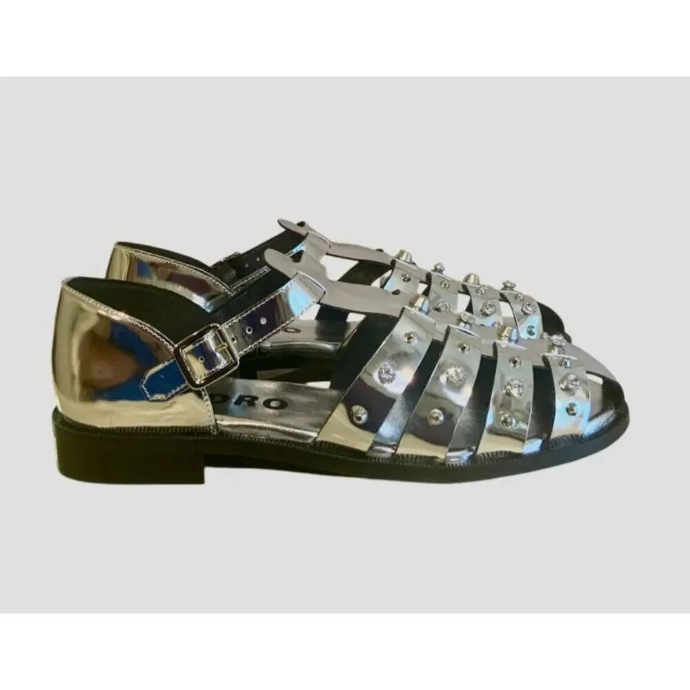 Sandro Studded Fisherman Sandals - Silver
